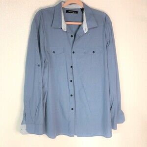 Axist Blue Long Sleeve Dress Shirt Men Size XXL